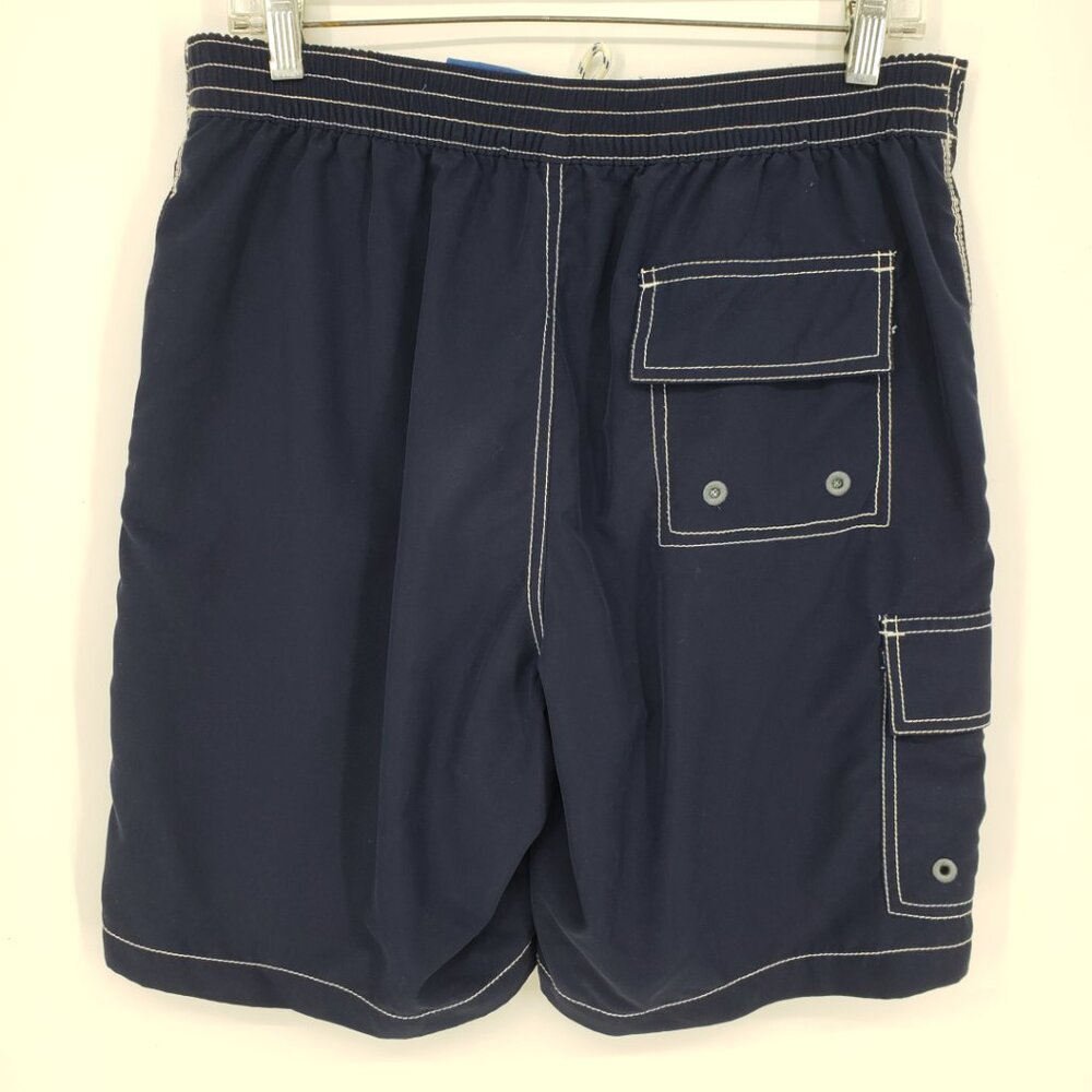 Tommy Bahama‎ Relax Mens Swim Trunks Shorts M Cargo Pocket Navy Blue White - Picture 2 of 8